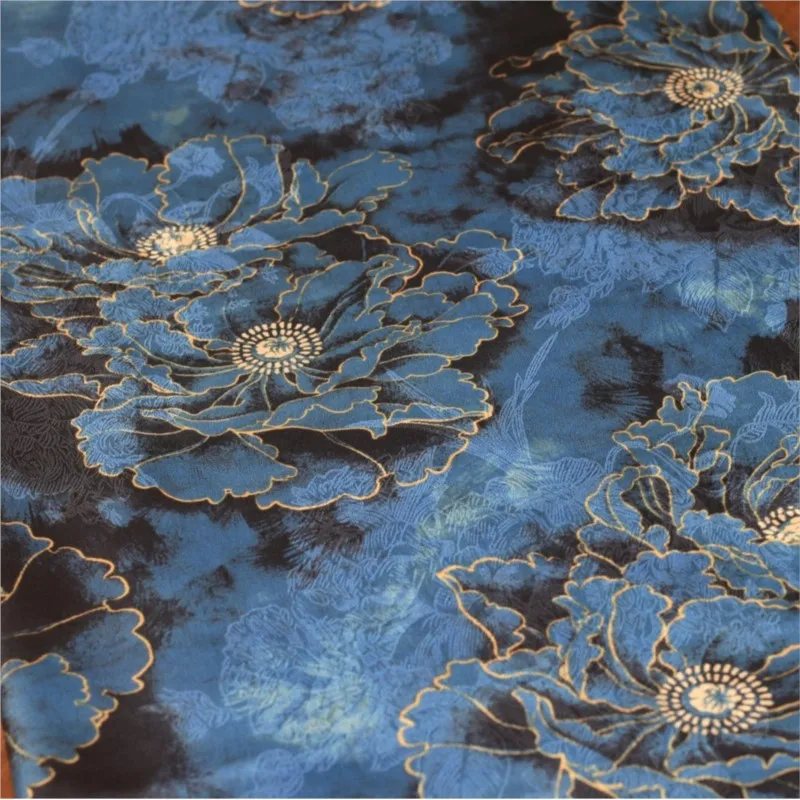 

Xiangyunsha ткань с крупным принтом, модная одежда Cheongsam в китайском стиле, платье Hanfu