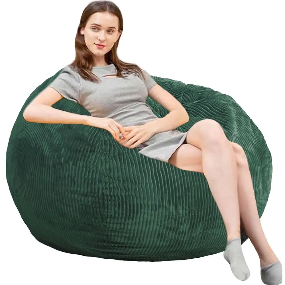 

Bean Bag Chairs With Faux Rabbit Fur Cover, 4 Ft Giant Memory Foam Bean Bag Chairs For Adults/Teens With Filling,Ultra Soft