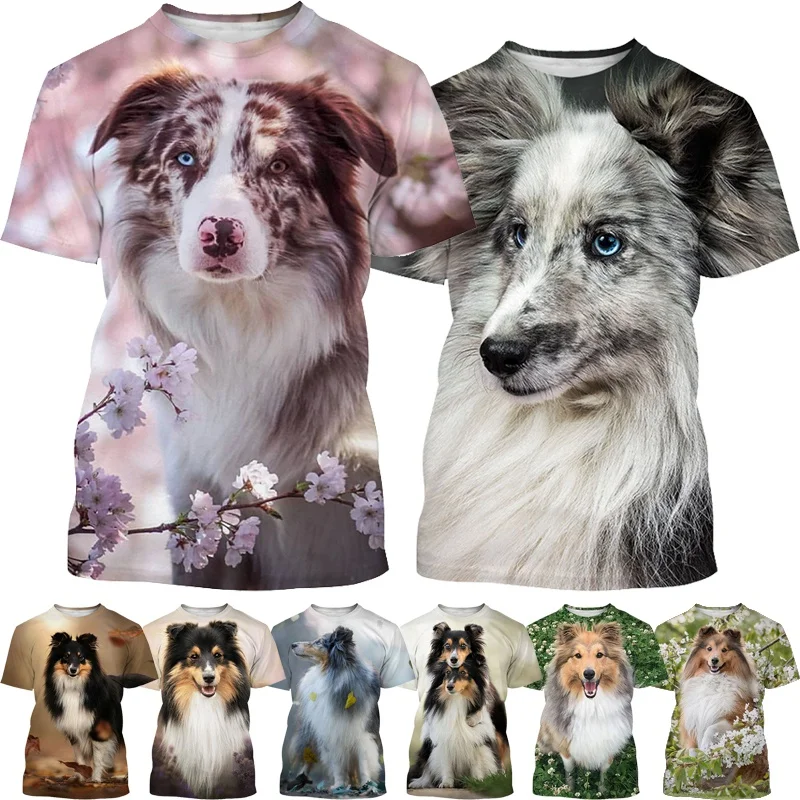 New Cute Sheltie Dog 3D Printed Short Sleeve T Shirt Men and Women Casual T Shirt Border Collie Harajuku Style Streetwear Top