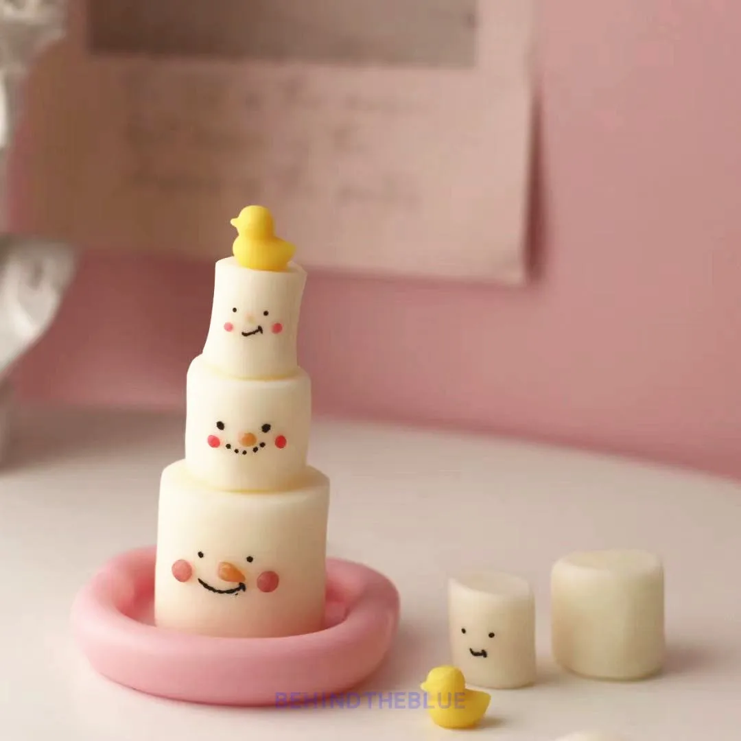 Simulación de malvavisco muñeco de nieve molde de silicona mini pato vela molde de silicona pastel molde diy Material hecho a mano