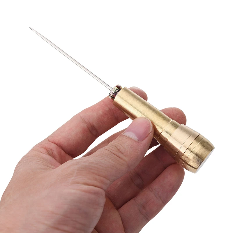 النحاس مقبض الخياطة Awl اليد خياطة الأحذية أداة إصلاح DIY بها بنفسك قماش الجلود الإبر DIY بها بنفسك الجلود مشمع الموضوع أدوات خياطة