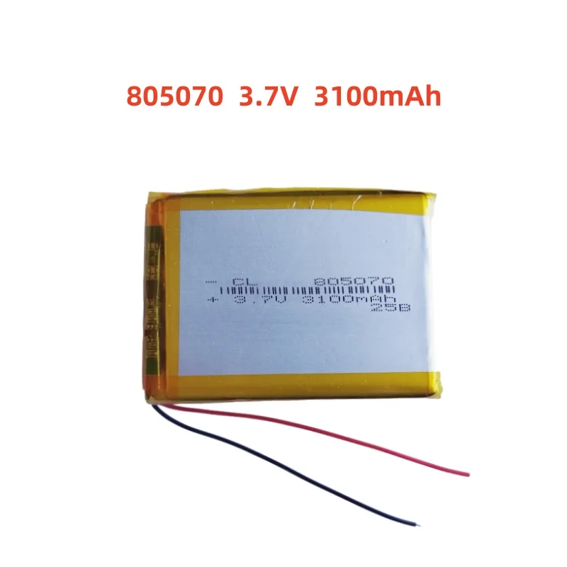 

805070 3.7V 3100mAh Lithium Polymer LiPo Rechargeable Battery Li cells For PAD DVD E-book Note Book Bluetooth Headset Mobile