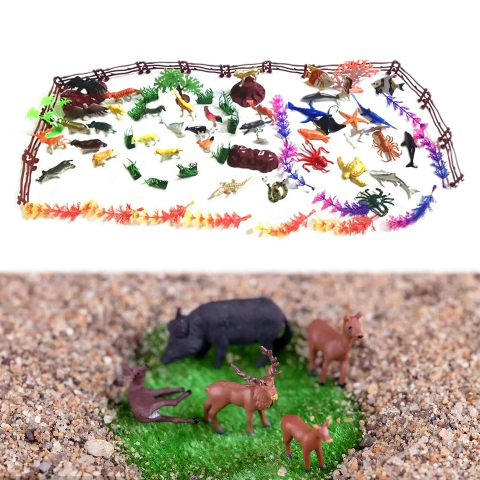 80 pçs figuras de animais brinquedo estatuetas conjunto festa favores artesanal bolo topper miniaturas brinquedos educativos aprendizagem para meninos