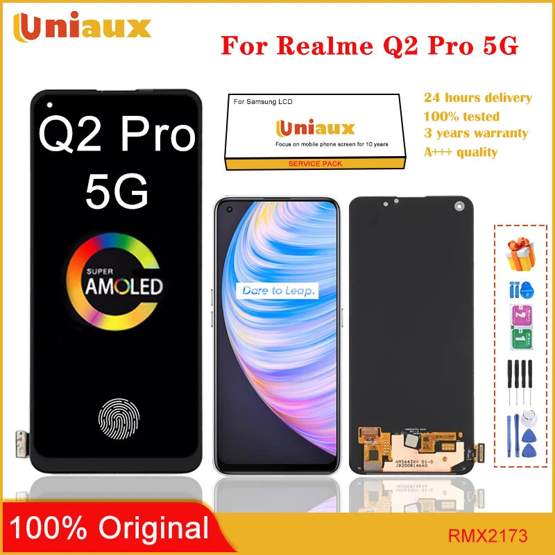 

6,4-дюймовый AMOLED для Realme Q2 Pro 5G, ЖК-экран мобильного телефона в сборе, сенсорный экран, замена ЖК-панели