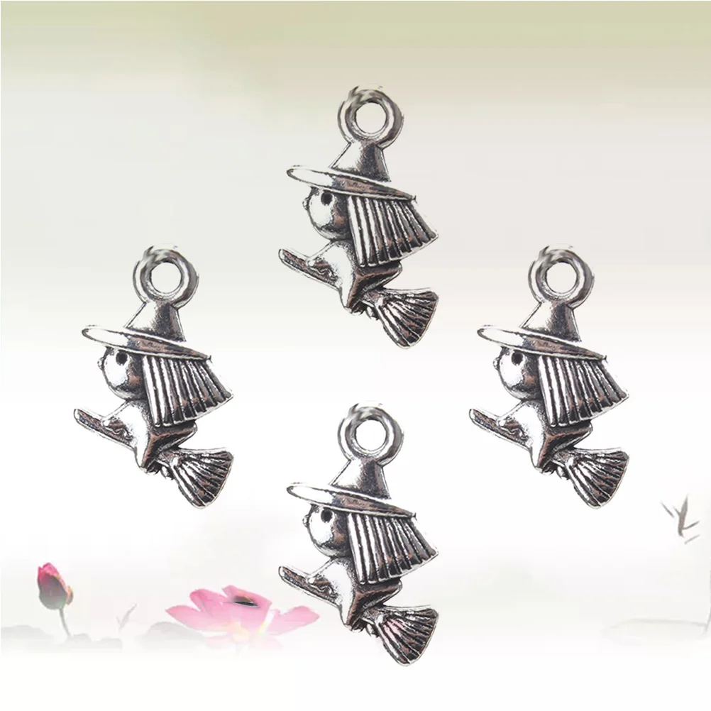 

40pc Diy Silver Witch Shape Pendants Stainless Steel Mini Pendants For Necklace Jewelry Accessories Durable No Chain