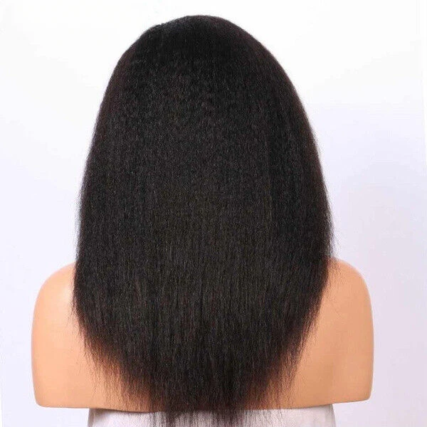 Perucas longas de cabelo reto Yaki para mulheres negras, sintéticas, calor seguro, preto completo