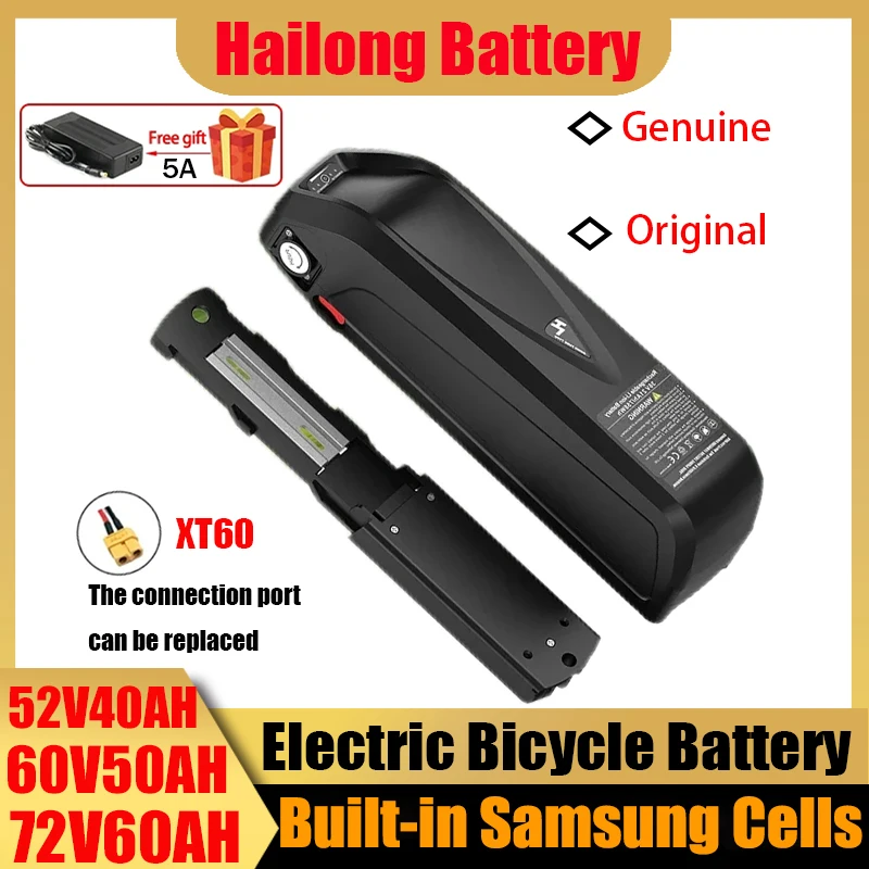 72v 50ah Hailong EBike Battery 60v Electric Bicycle Ncr18650b 48V 36V 52V Ebike 3000w Motor 20ah 30 35Ah 40 60ah Lithium Battery