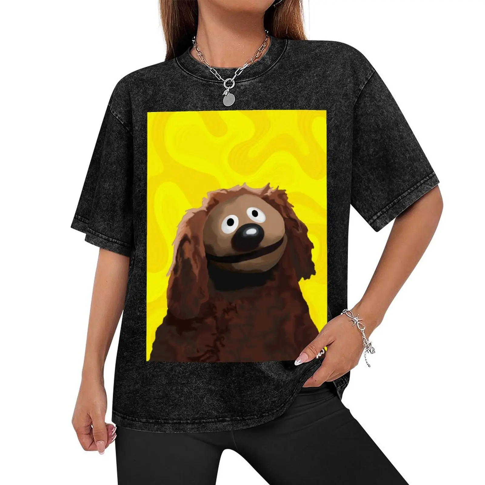 Rowlf The Dog painting portrait (version 2/3 - Yellow background) T-Shirt vintage shirts graphic tee men