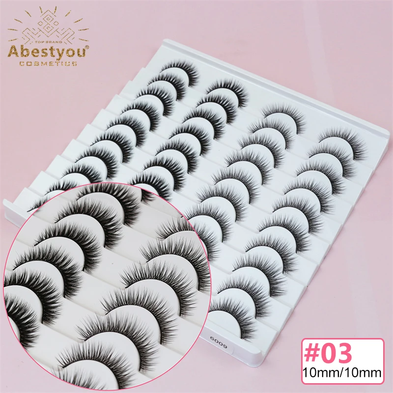 Abestyou 20 Pairs False Lashes Short Wispy Individuals 3d Faux Mink Eyelashe Extension Takma Kirpik Por Mayor Atacado Maquiagem