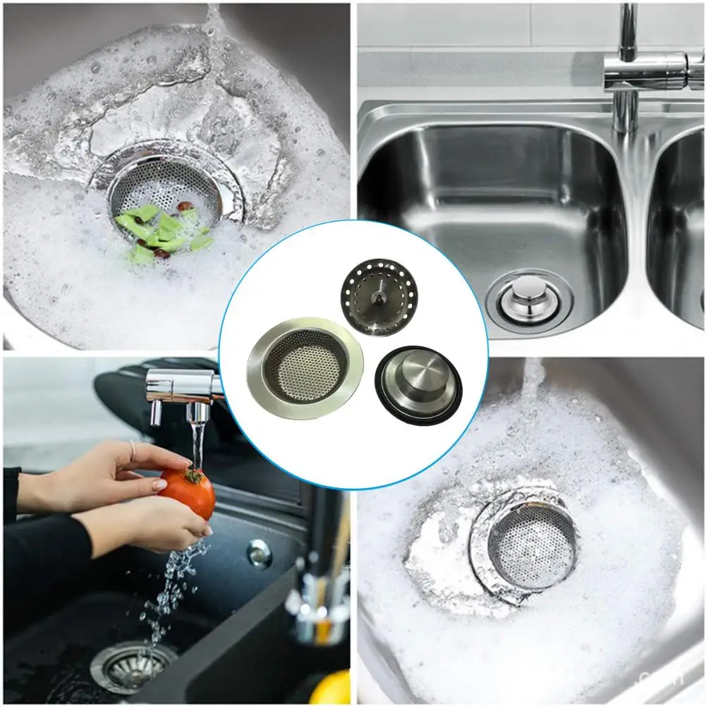 High-quality Sink Filter Stainless Steel Sink Filter Set with Drain Strainer Stopper Combo for Kitchen for Efficient for Kitchen