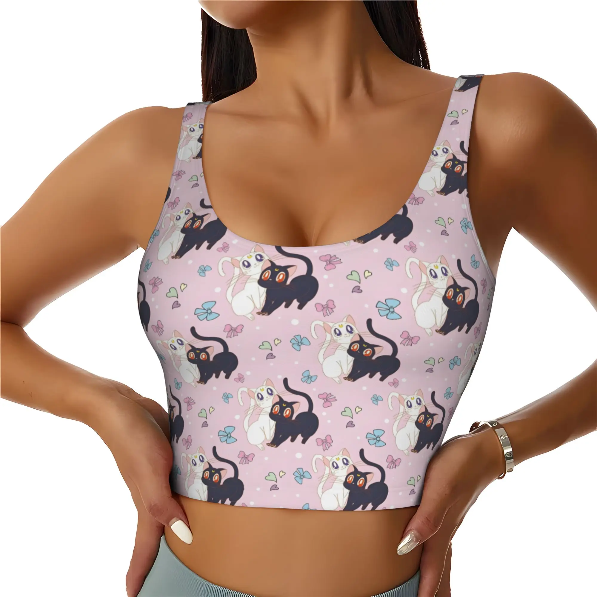 Custom Sailors Anime Moons Workout Crop Tank Tops Women Seamless Usagi Tsukino Yoga Running Sports Bras