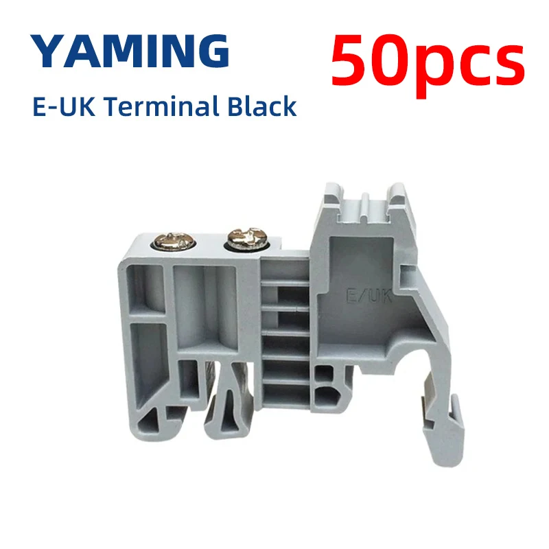 50pcs/lot  E-UK Universal Terminal Block Ending/end Stopper DIN Rail End Screw Clamp Fixed Block Gray