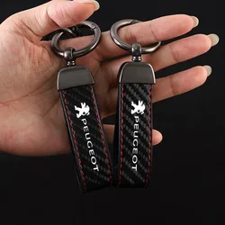 Carbon Fiber Car Styling Keychain Auto Pendant Key Chain Ring Gift For Peugeot 206 207 307 3008 2008 308 406 407 408 508 301 208