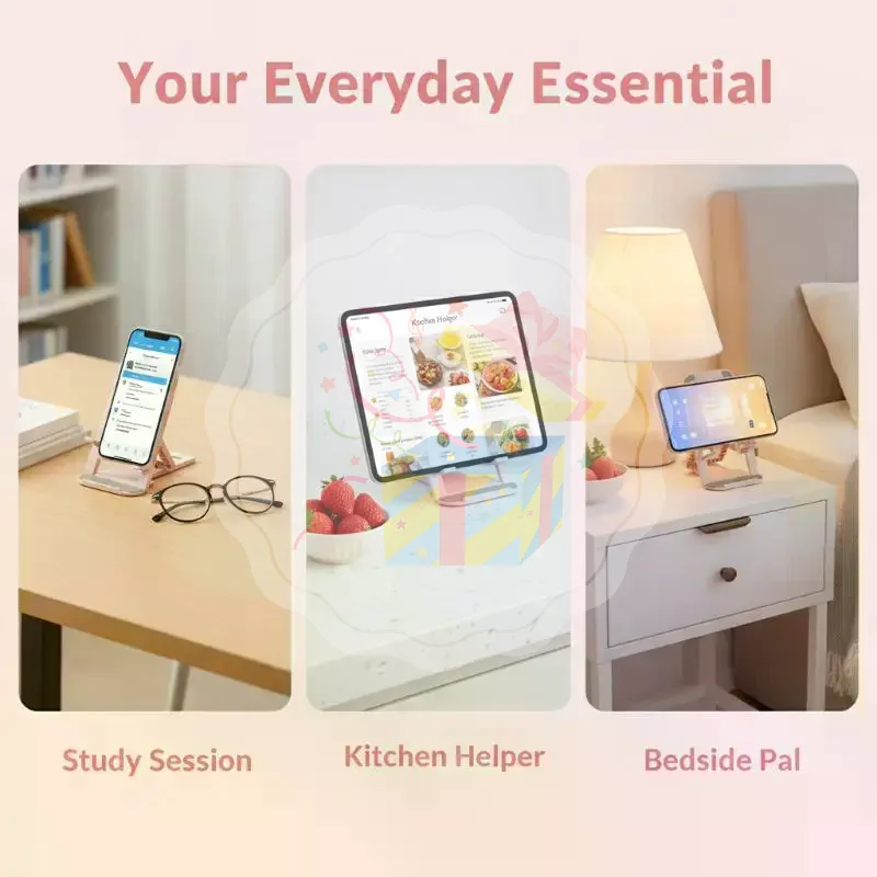 1Pcs Universal Foldable Cute Phone Stand Portable Adjustable Angles Holder for Office Home Desktop Live Streaming Fits All Smar