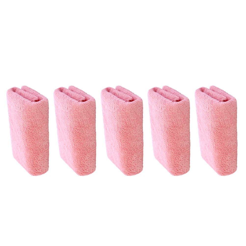 

5pcs Microfiber Remover Towels Face Wash Cloths For Women Durable Absorbent Travel Home Face Wash Towel Use Pink