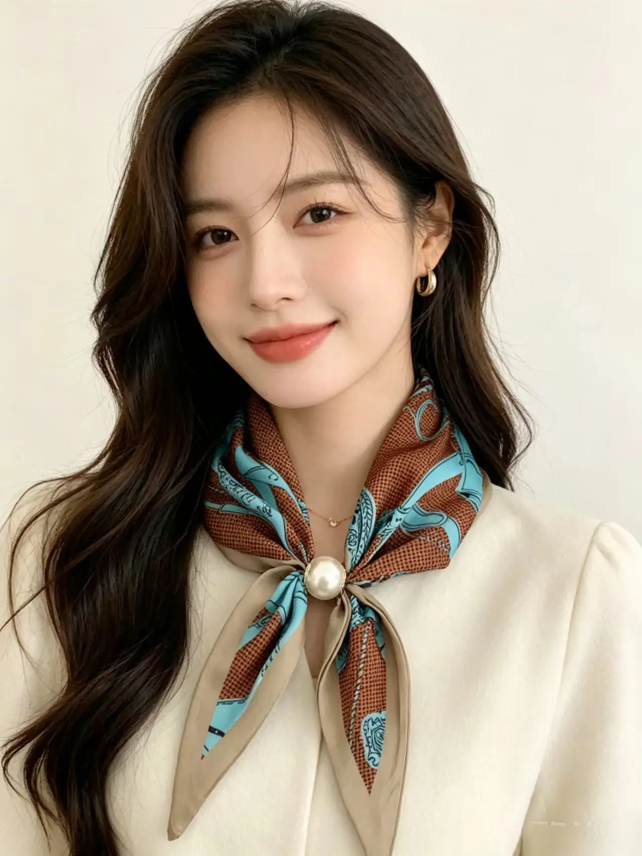 Koreanischer Stil Eleganter Perlen-Magnet-Schal für Damen – Vielseitiges, atmungsaktives Halstuch für den Sommer – Modisches Accessoire und Halstuch – Detail 1