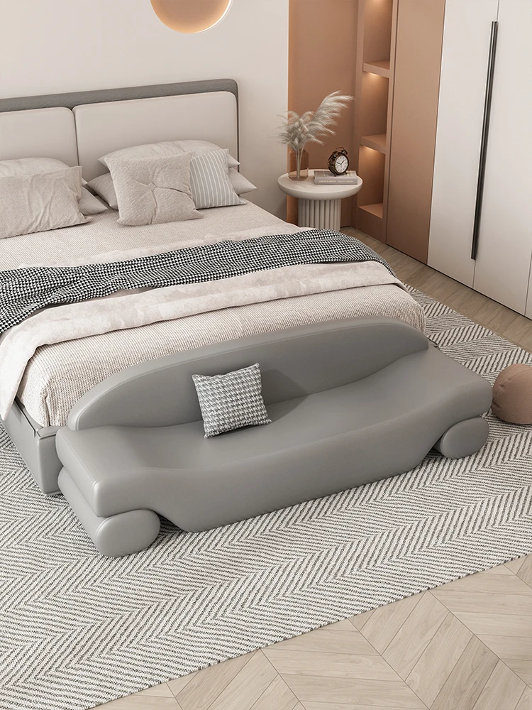 Nordic luxury master bedroom bed end stool bedside clothes stool image 5