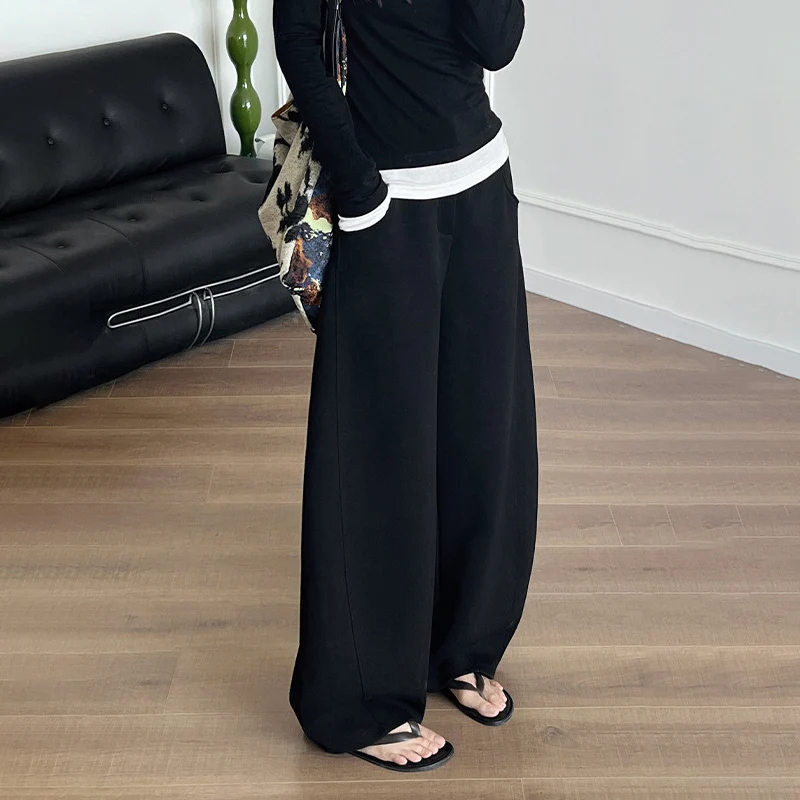 Faule Stil Übergroße Jogginghose für Frauen Herbst Winter Tasche Elastische Taille Jogger Hosen Retro Straße Casual Sport Hosen