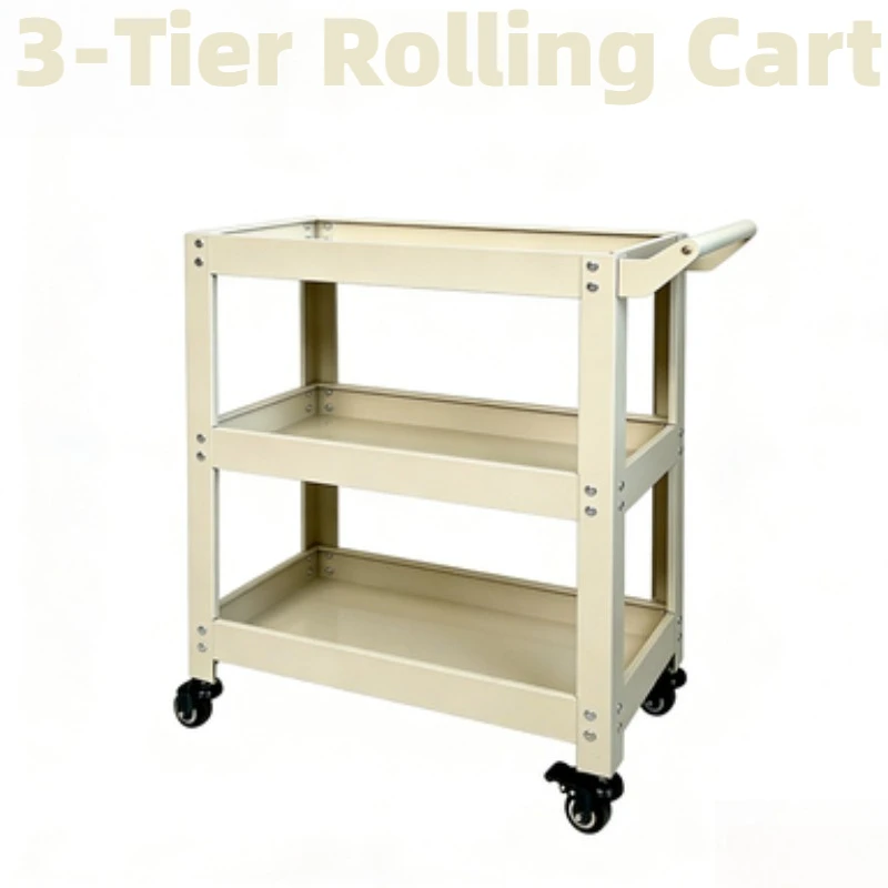 

3 Tier Metal Storage Cart Multi Functional Rolling Trolley for Kitchen Snack Books Plants Garage