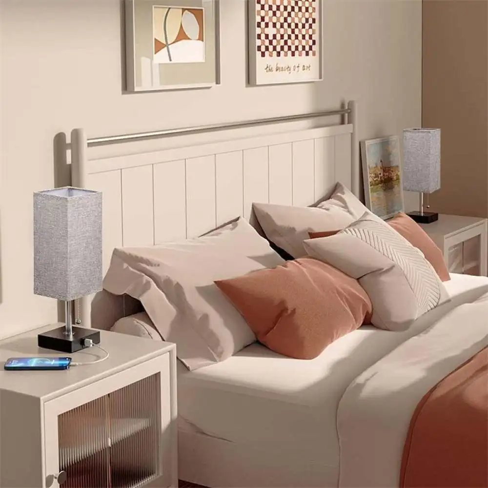 Modern Fabric Shade Desk Lamp Touch Dimmable Bedside Table Light USB Charging Minimalist Night Lamp For Bedroom Household - view 4