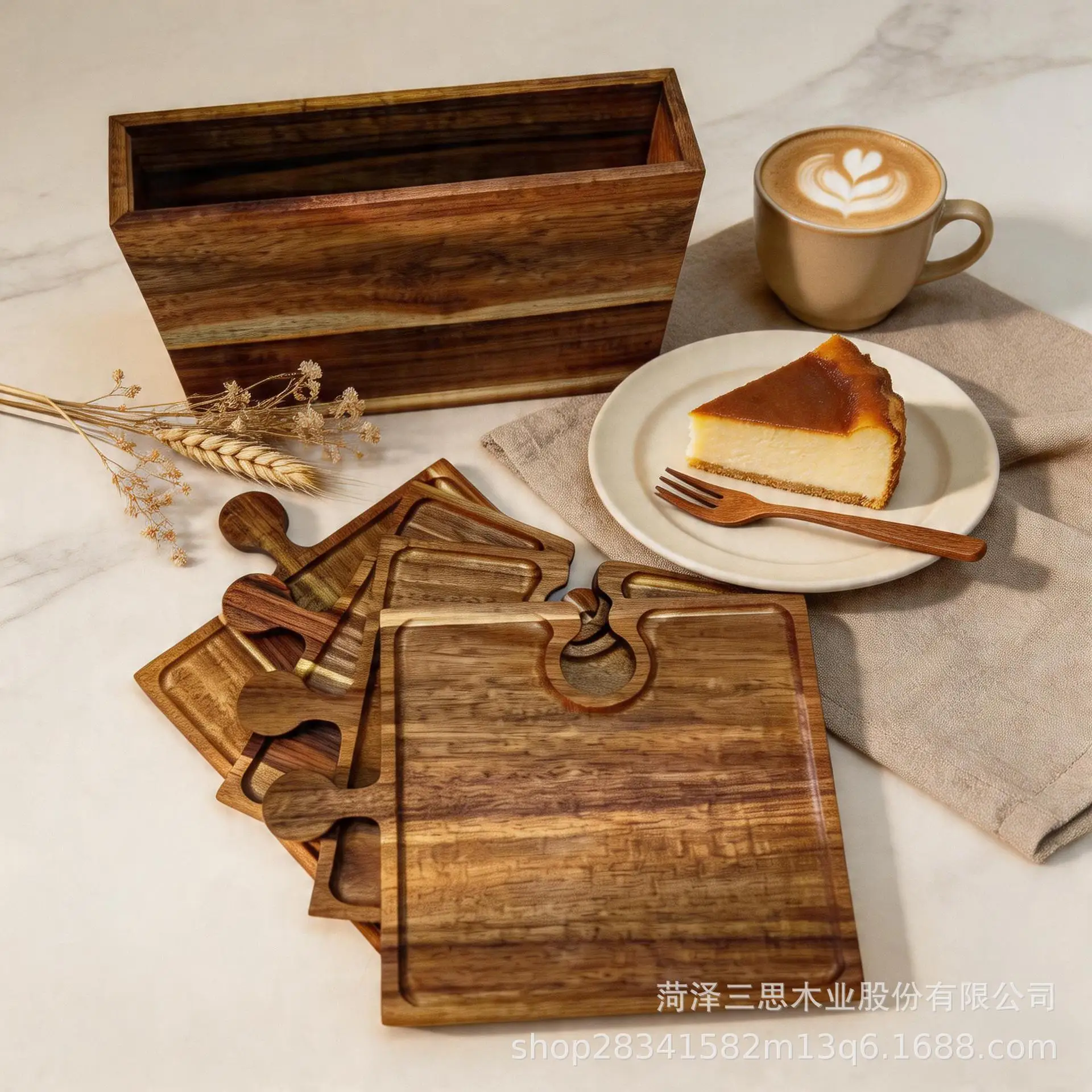 Appetizer Tray for Parties & Cutting Board Wooden Charcuterie Boards Interlocking Puzzle Serving Tray with Wine Glass Holder