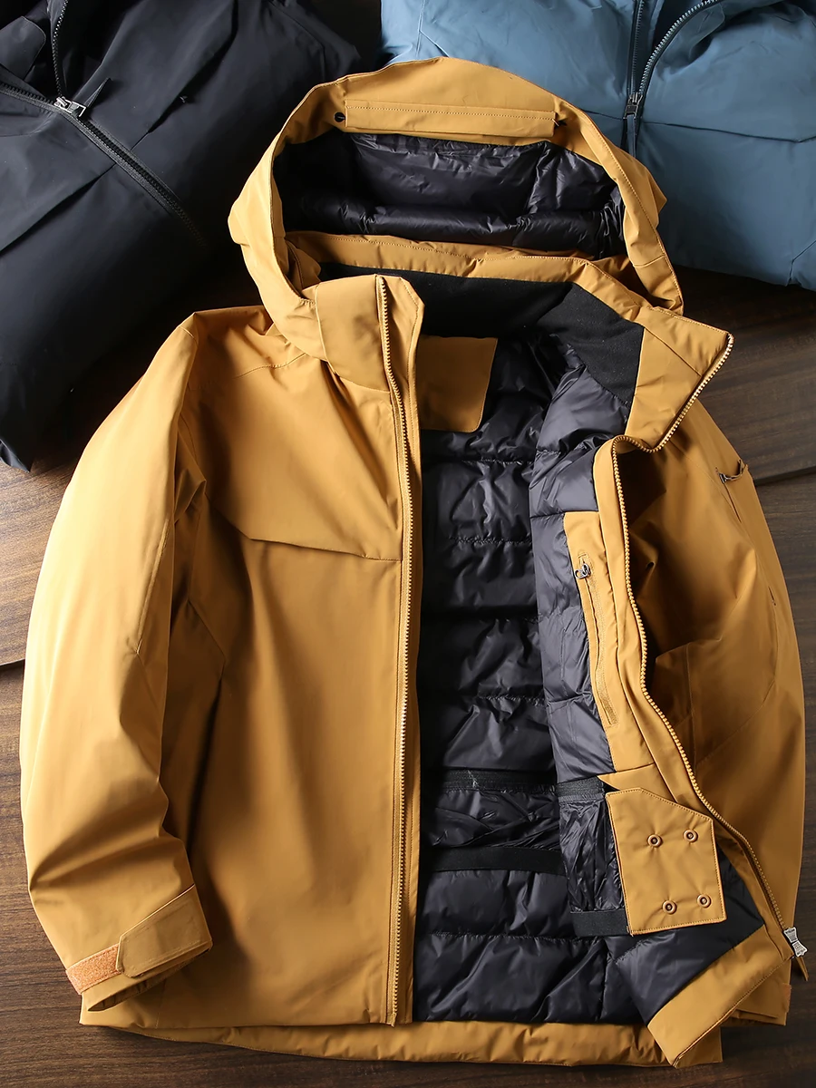 

Thiened Du down Jaet Hooded Casual Winter Men's Coat Warm Windproof Outdoor Faion Urban Sle Regular Length Coat