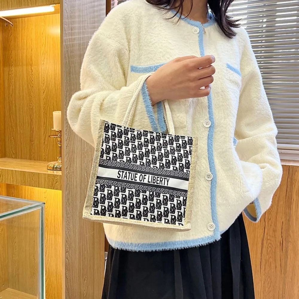 

2024 Linen Linen Tote Bag Portable High-capacity Versatile Handbag Vertical Casual Cosmetic Bag Outdoor