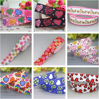 DHK 7/8'' 5yards Valentine's Day Printed Grosgrain Ribbon Accessories Headwear Decoration Collar DIY Sewing Craft C2650