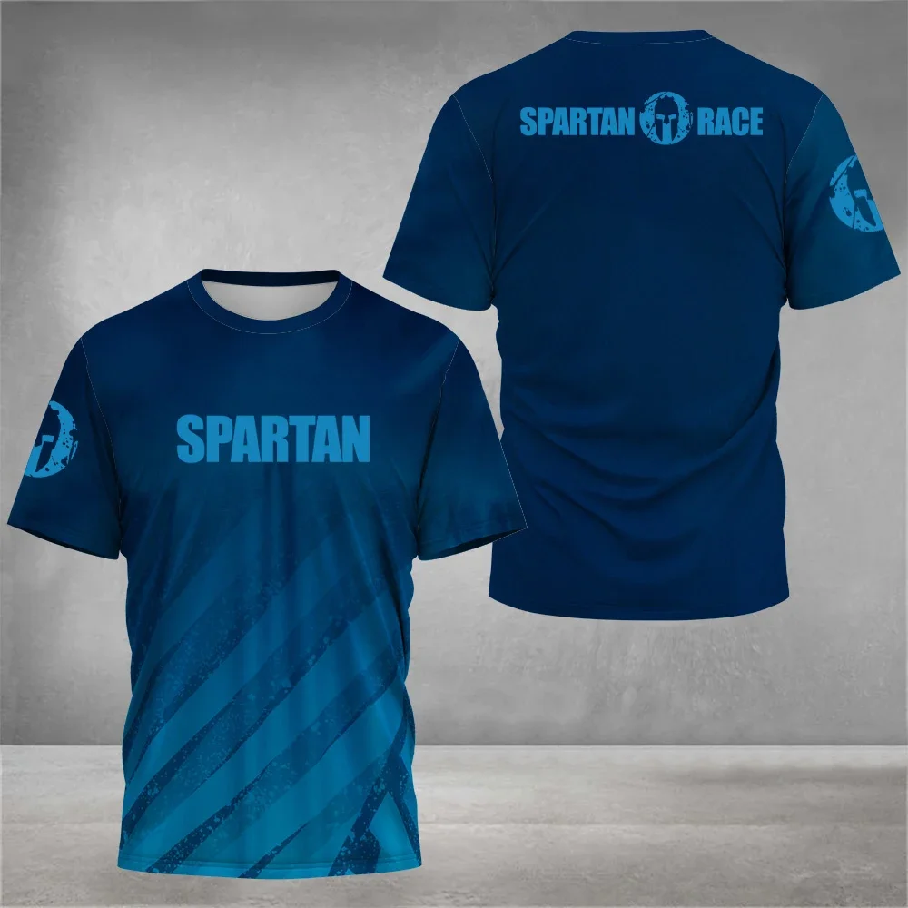 Letnia męska koszulka sportowa Gym Fitness Running Race Wysokiej jakości oddychająca, szybkoschnąca koszulka z krótkim rękawem Cool Spartan Print