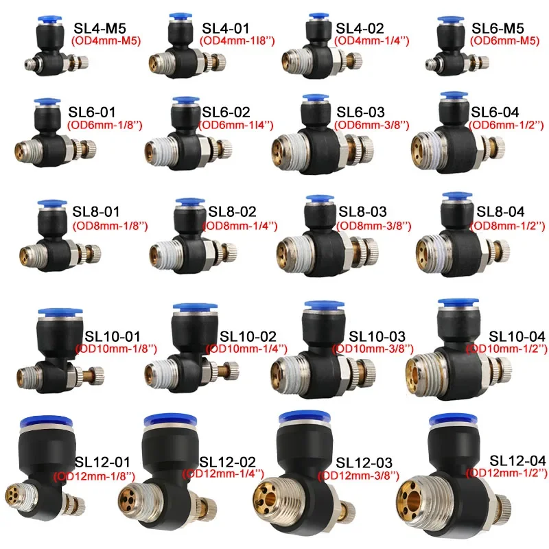 5PCS SL Type 4 6 8 10 12mm Fast Connection Pneumatic Fitting M5 1/8