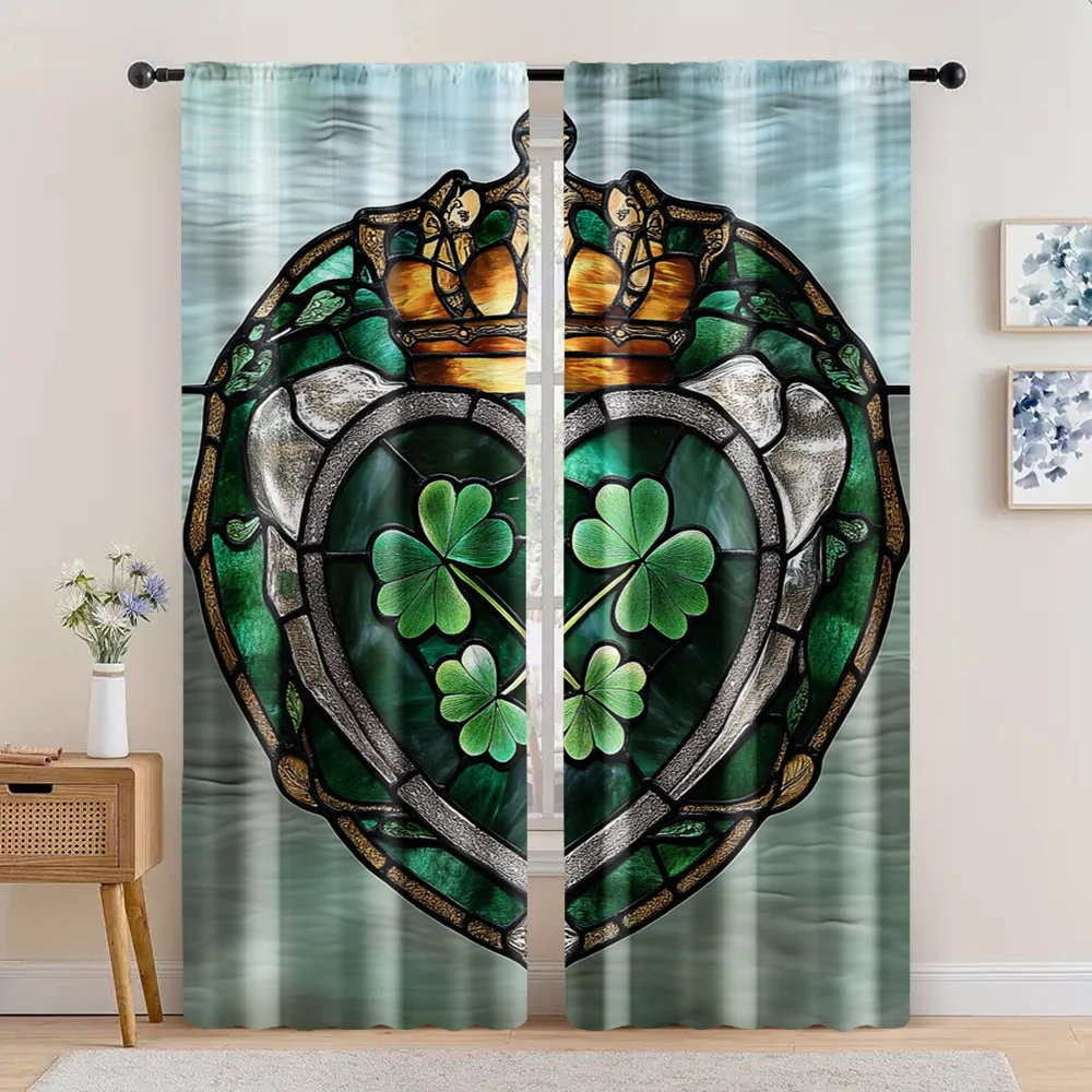 2pc, Saint Patrick Party Party Window Curtains St_ Patrick's Day13 Versatile Polyester,Without Electricity Wall Decor Perfect