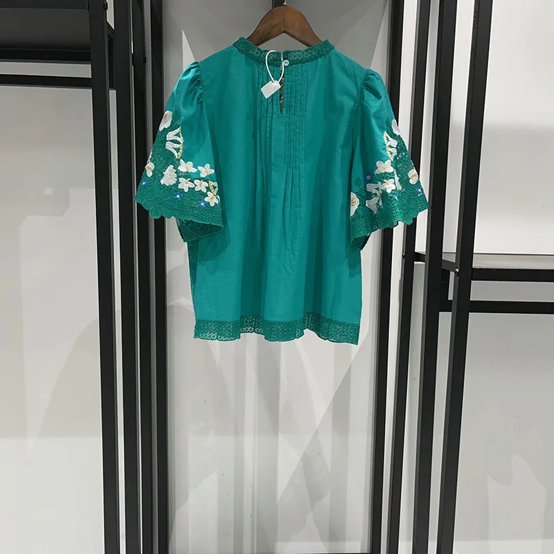 2025 가을 캔트 페ople 빈티지 셔츠 레이스 퍼프 소매 여성 캐주얼 탑