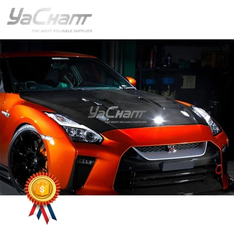 

Car-Styling Carbon Fiber Front Hood Cover Fit For 2017-2020 R35 GTR CBA DBA EBA TS Style Hood Bonnet Replacement