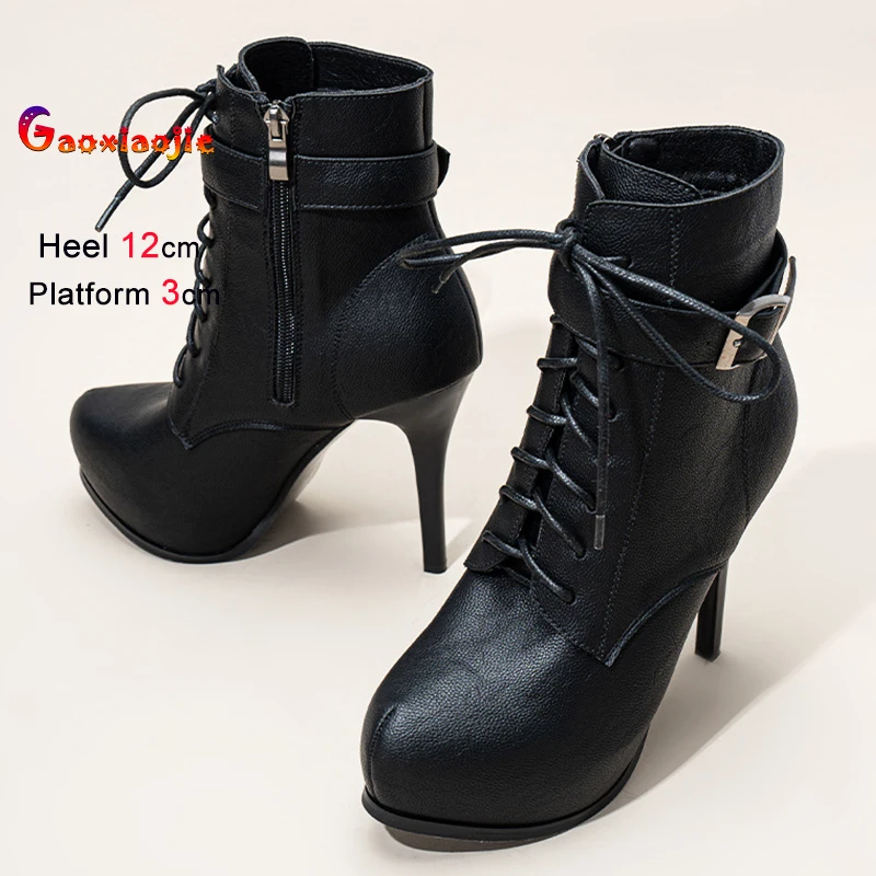 

Новый стиль, непромокаемые женские полусапожки на платформе в британском стиле, женская обувь на очень высоком каблуке 12 см, модные ботильоны с боковой молнией