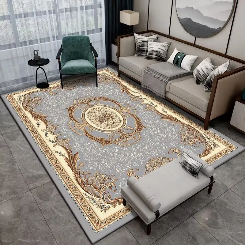 

Oriental Flower Style Carpets Simplicity Living Room Decoration Large Area Rugs Washable Soft Bedroom Anti-slip Office Gold Mats