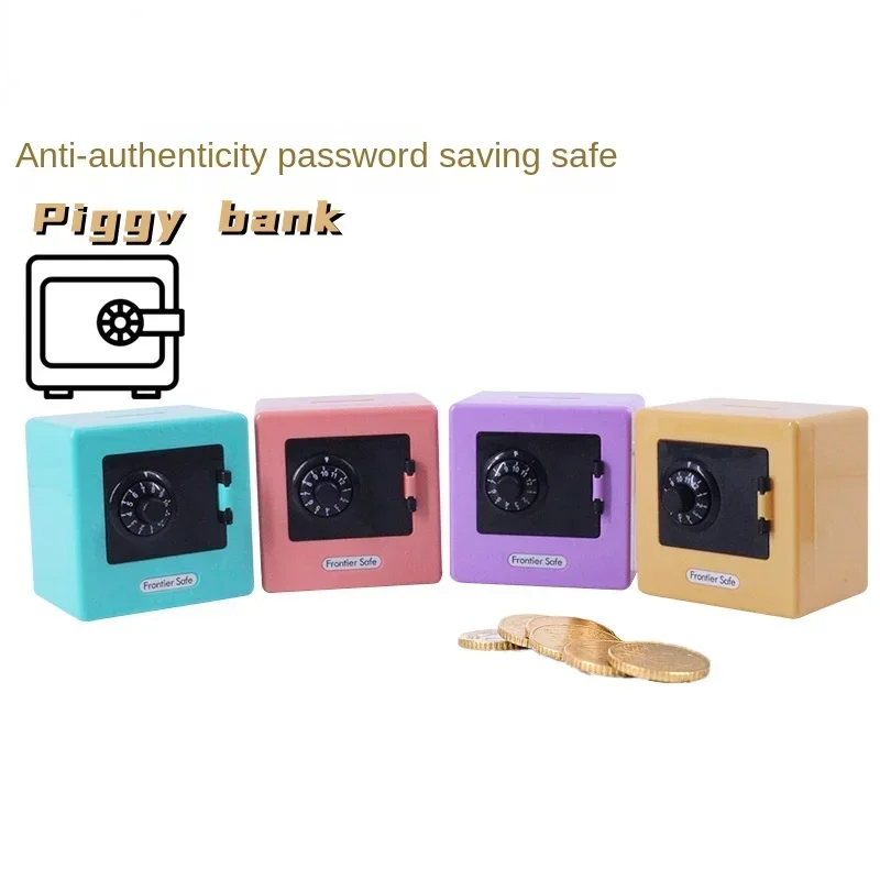 Criativo Mini Piggy Bank seguro para crianças, Desenhos animados em forma, Senha de desbloqueio, Piggy Bank, Brinquedo infantil, Deposit Can