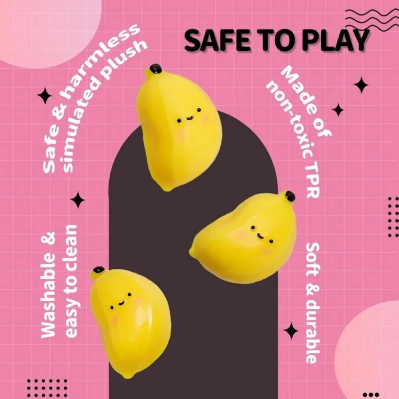 Taba Squishy Banana Squeeze Toy - Jouets sensoriels anti-stress mignons pour enfants et adultes, faux aliments doux, cadeau de farces pour anniversaire