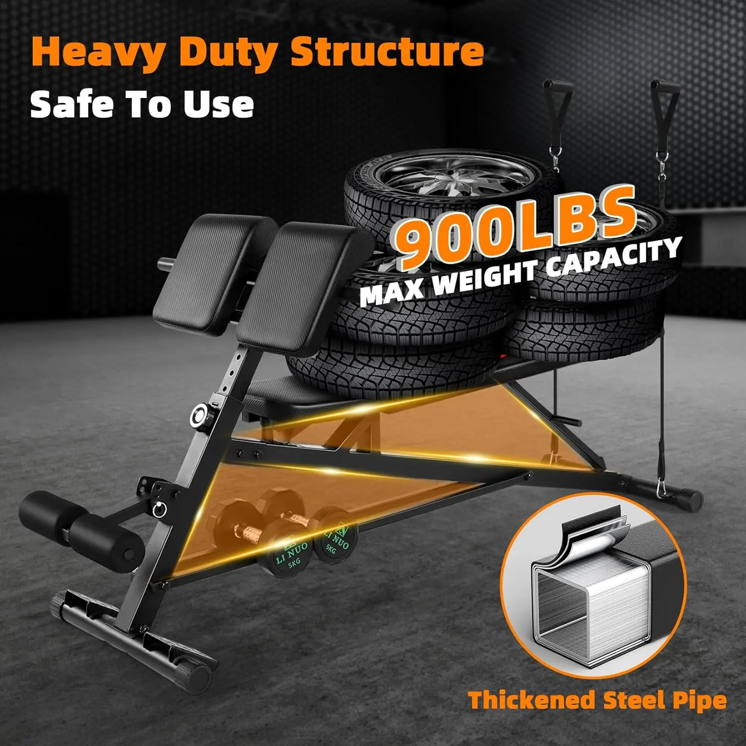 Adjustable Weight Bench with Preacher Curl 900LBS Heavy Duty Roman Chair for Hyper Back Extension 3 IN 1 Workout Bench Press for