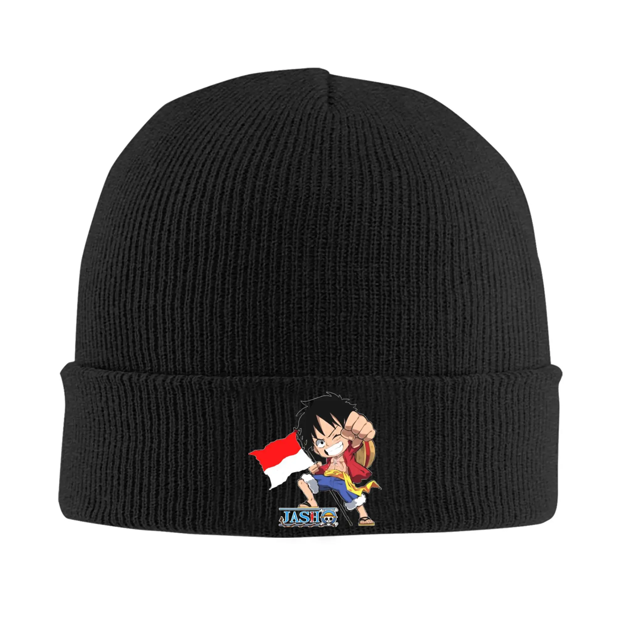Accesorios de manga de anime de una pieza, gorro holgado y cálido para gorro de calavera tejido Unisex, gorro de punto