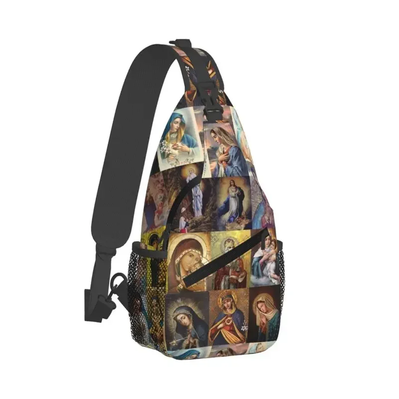 Virgin Mary Sling Bags for Men Cool Catholic Christian Shoulder Chest Crossbody Backpack Traveling Daypack