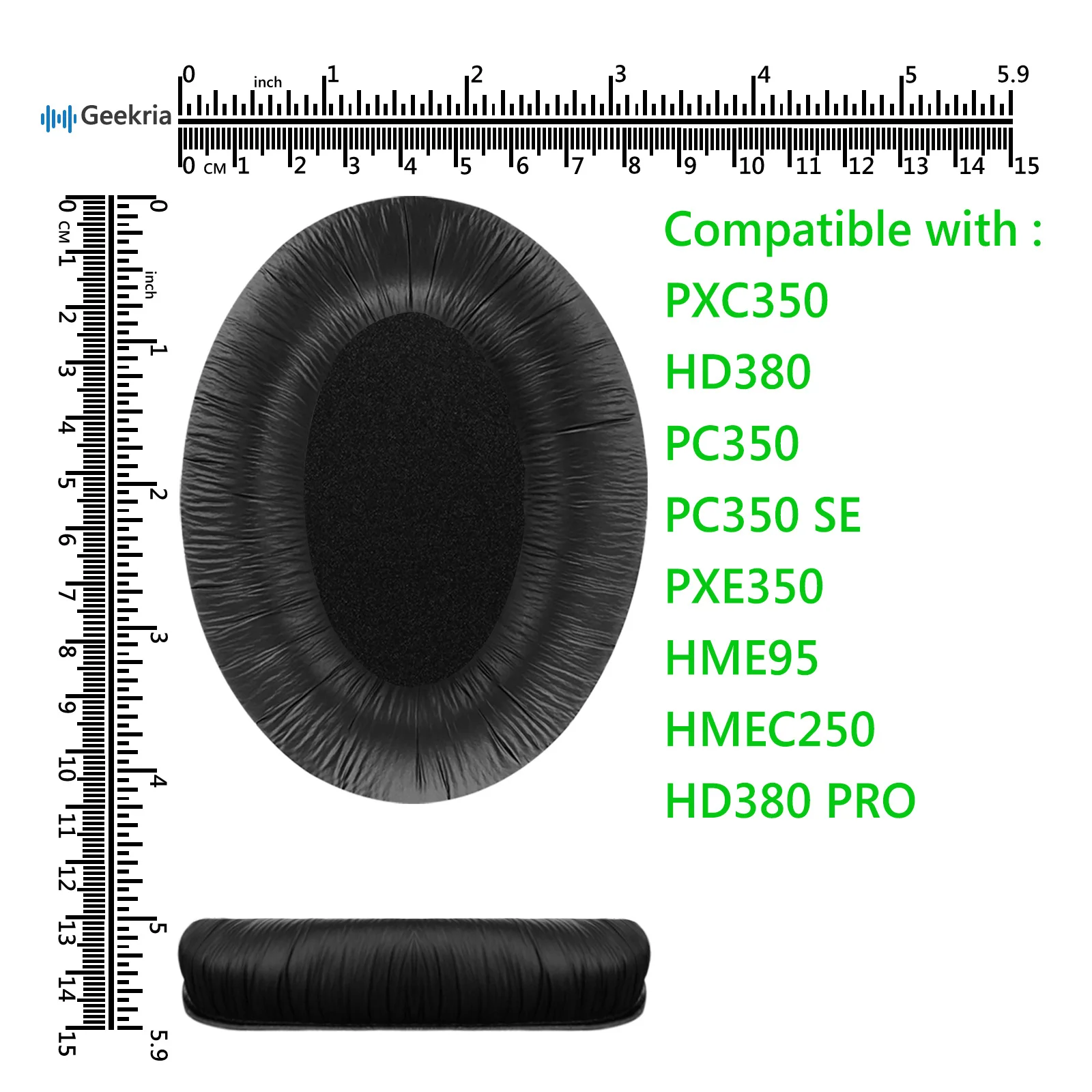 وسادات أذن بديلة من الجلد من Geekria QuickFit لـ Sennheiser PXC350، HD380، PC350، PC350 SE، PXE350، HME95، HMEC250