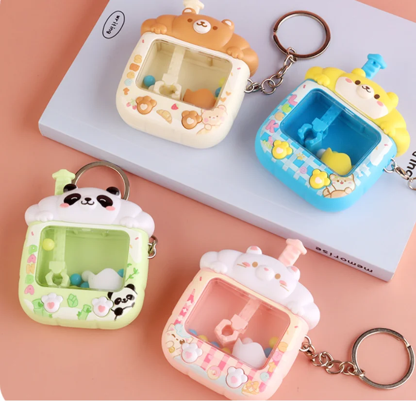 Fun Ball Catching Machine Keychain Small Household Slot Machine Doll Figurine Hanging Piece Ornament