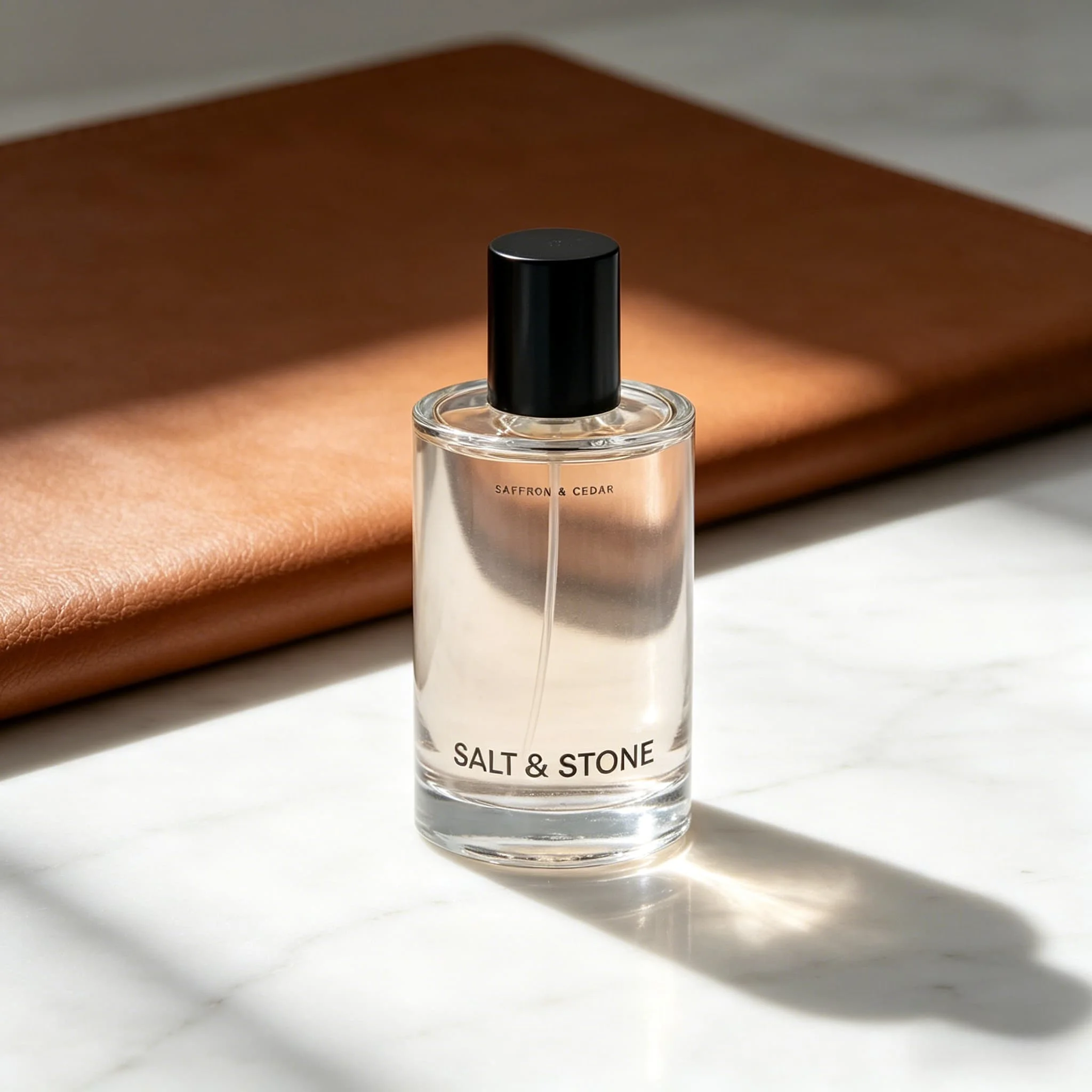 

Salt & Stone Saffron & Cedar Fragrance | Saffron-amber-cedar notes, long-lasting calm comfort