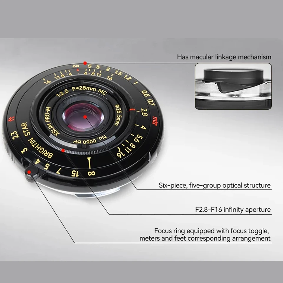Brightin Star 28mm F2.8 Full Frame Humanities Ultra Thin Cookies Lens compatible with Leica M mount