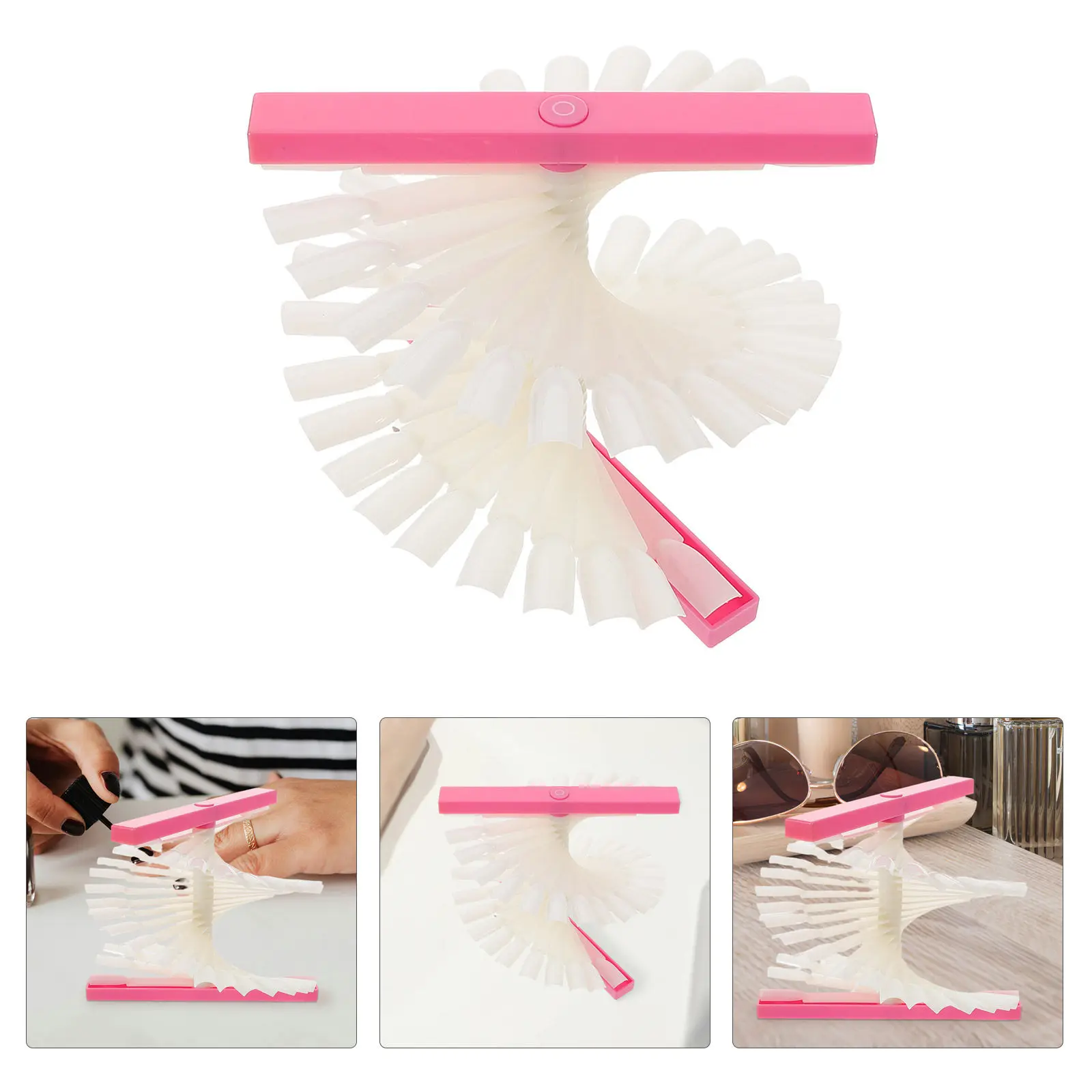 

Доска-дисплей для тренировки маникюра с 48 изогнутыми типсами, розовая, многоразовые образцы для дизайна ногтей, для салонов и обучения маникюру