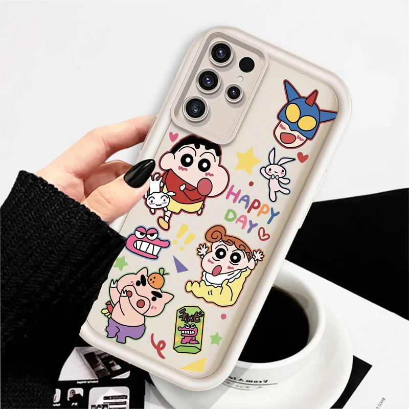 Cartoon Anime Crayon Cute For Samsung Note 20 S24 S23 S22 S21 S20 Ultra Plus FE A25 A23 A22 A15 A31 5G Eye Ladder Cover