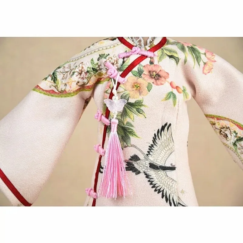 1/6 Maßstab, weibliches Cheongsam-Set im antiken Stil, klassisch, schmal geschnitten, bedruckt, Qing-Dynastie, passend für 12-Zoll-Soldaten-Actionfiguren-Körpermodelle – Detail 6