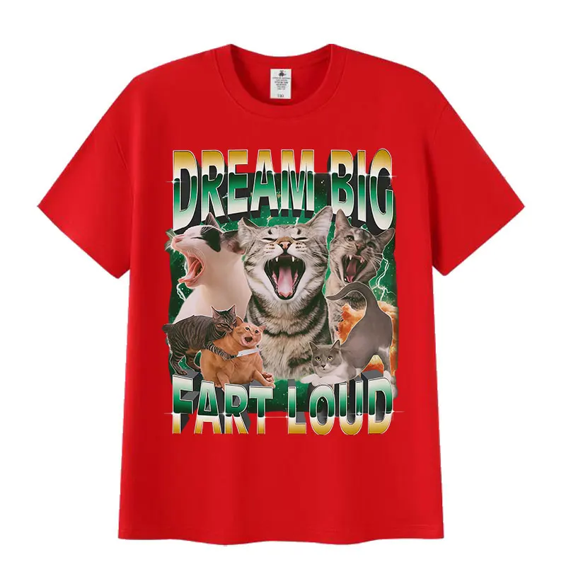 Camiseta Grafica femenina Dream Big ضرطة بصوت عال مضحك CAT Me camiseta الرجعية #2