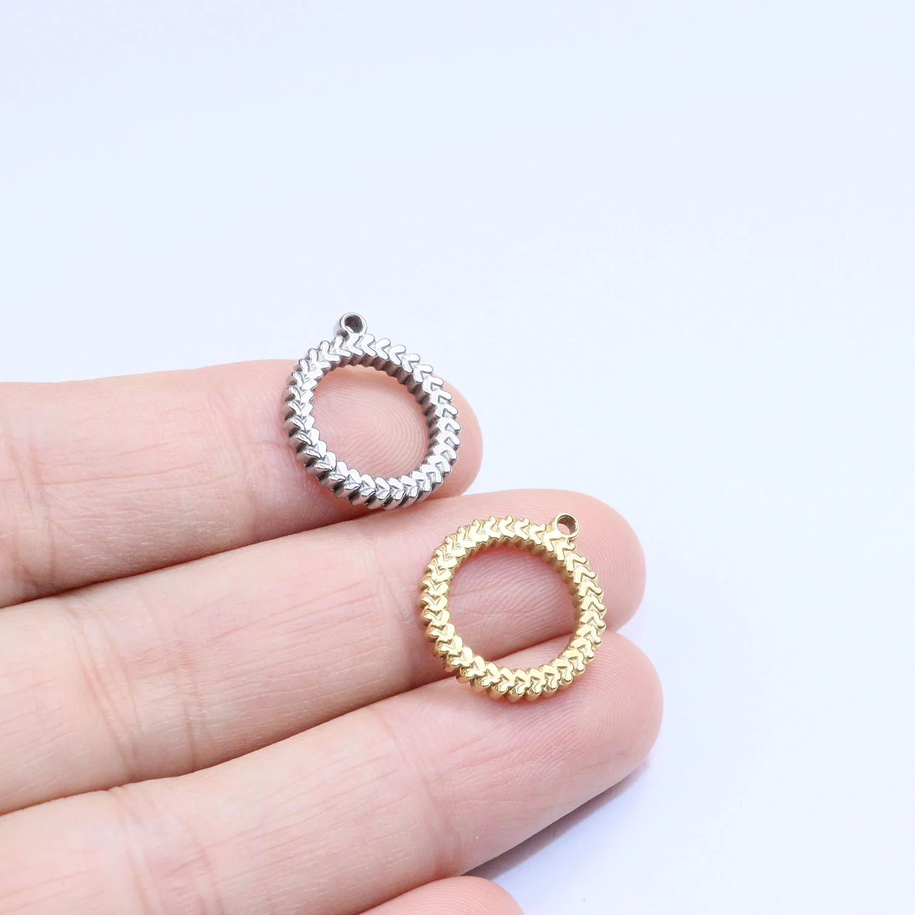 5pcs 15mm Stainless Steel High Quality Round Circle Charms Pendant DIY Necklace Earrings Bracelets Unfading 2 Colors