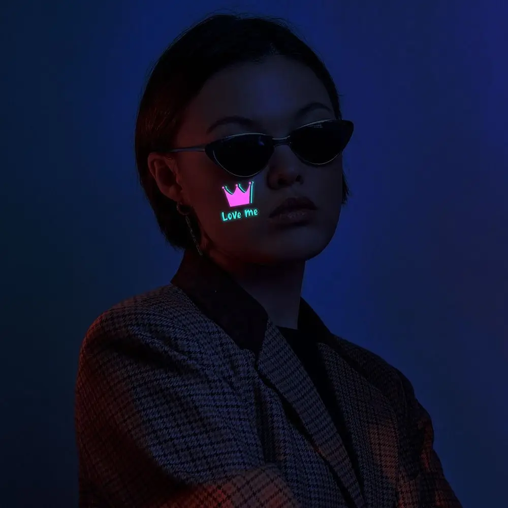 20 ورقة ملصقات وشم مضيئة صديقة للبشرة كرتونية مقاومة للماء للحفلات الموسيقية ألعاب وشم مزيفة لتزيين نادي الحفلات #2